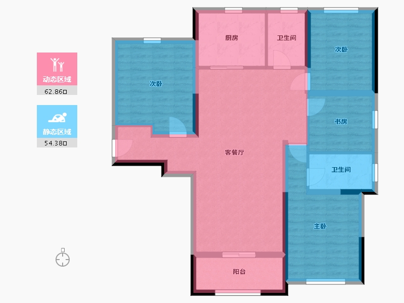 青海省-西宁市-安泰悦水湾-105.02-户型库-动静分区