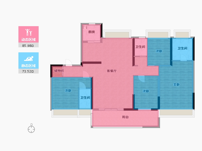 江苏省-淮安市-碧桂园-144.00-户型库-动静分区