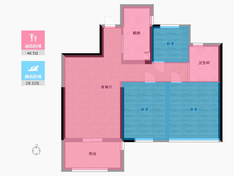 浙江省-宁波市-君塘名筑-65.79-户型库-动静分区