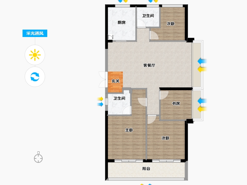 浙江省-台州市-新湖滨江玖珑春晓-117.69-户型库-采光通风