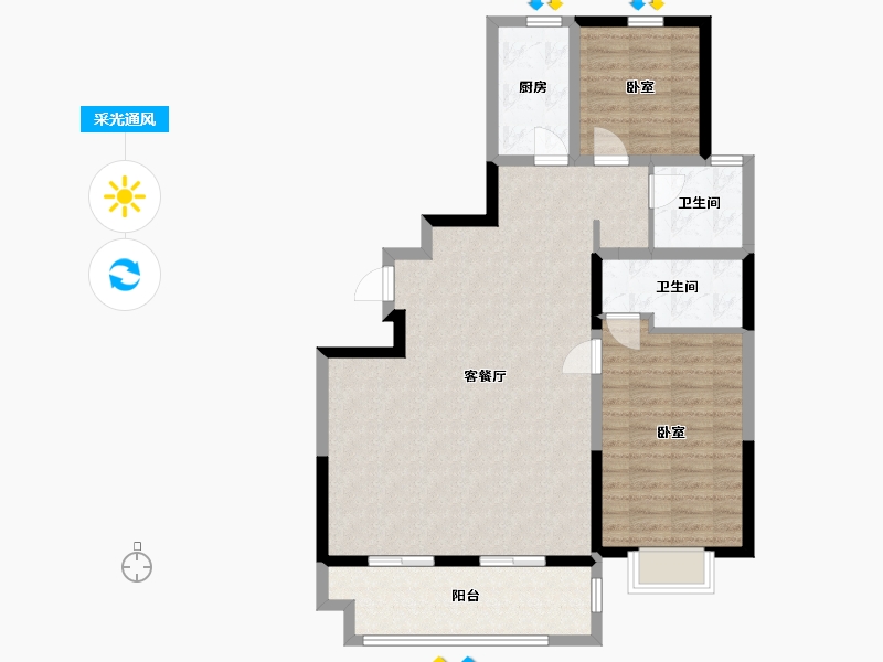 宁夏回族自治区-银川市-国金名城-94.86-户型库-采光通风