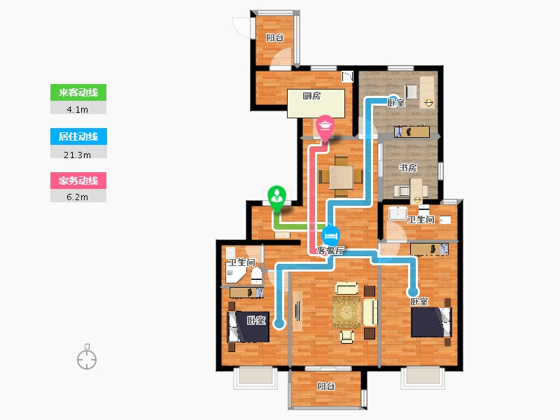 陕西省-西安市-中国铁建万科翡翠国际-128.00-户型库-动静线