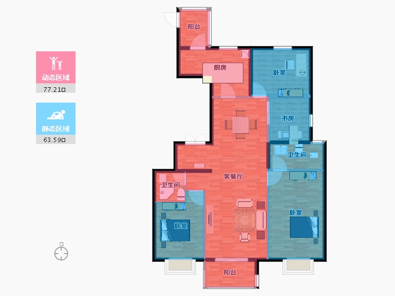 陕西省-西安市-中国铁建万科翡翠国际-128.00-户型库-动静分区