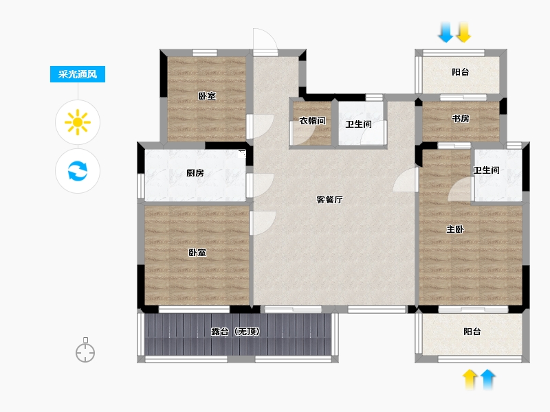 浙江省-宁波市-中旅宁宸院-111.00-户型库-采光通风