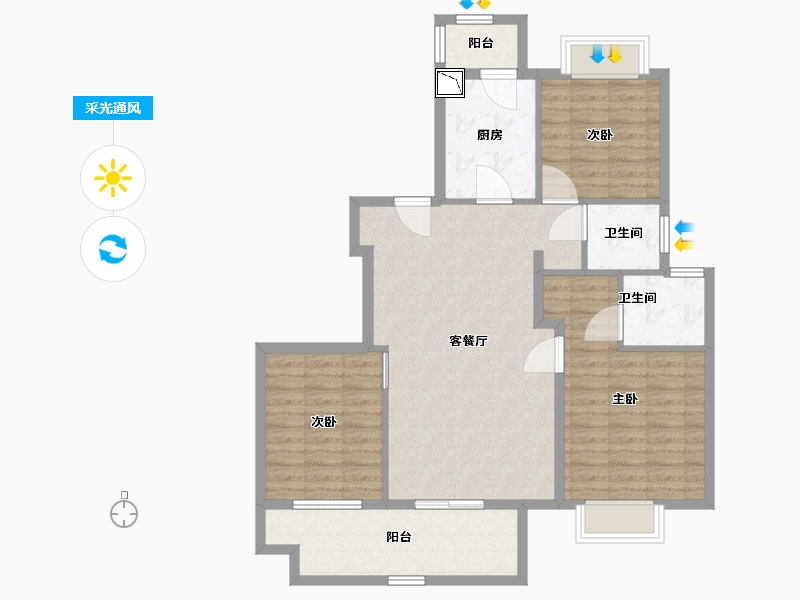 江苏省-南通市-阳光城西欧·文澜府-98.00-户型库-采光通风