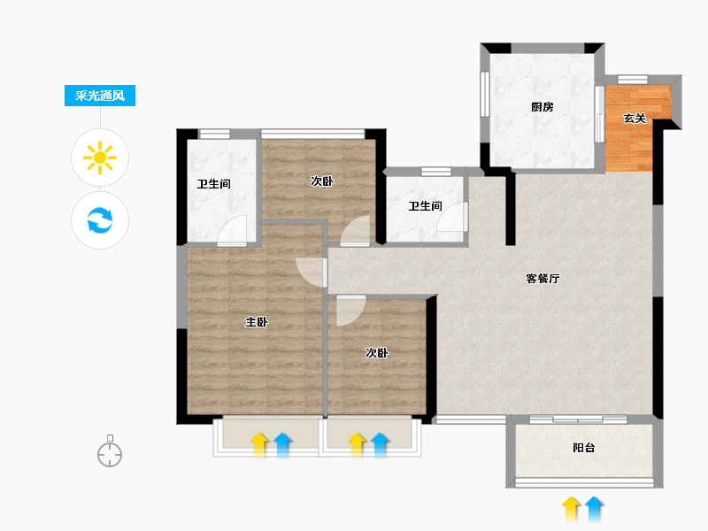 江苏省-苏州市-阳光城·檀苑-92.00-户型库-采光通风