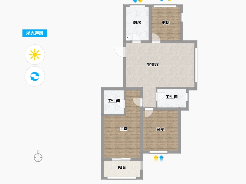 浙江省-杭州市-名城博园-86.79-户型库-采光通风