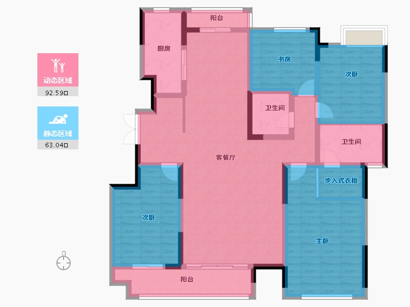 陕西省-安康市-电建地产安康洺悦府-139.54-户型库-动静分区