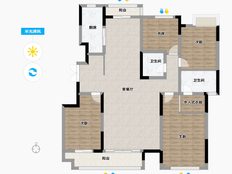 陕西省-安康市-电建地产安康洺悦府-139.54-户型库-采光通风