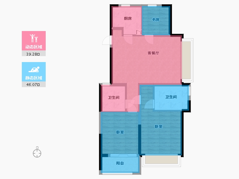 浙江省-杭州市-绿城盐官理想水镇-75.86-户型库-动静分区