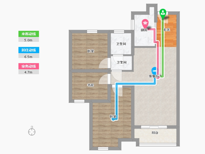 浙江省-嘉兴市-龙湖春江天玺-66.00-户型库-动静线