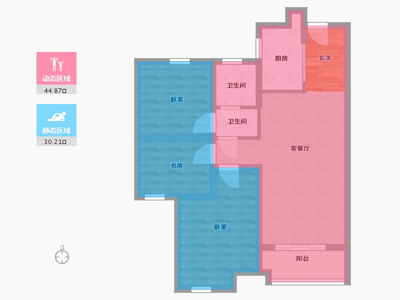 浙江省-嘉兴市-龙湖春江天玺-66.00-户型库-动静分区