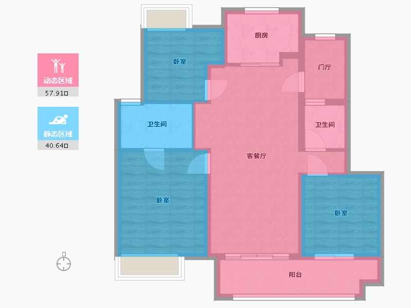 江苏省-镇江市-万科金域蓝湾-88.00-户型库-动静分区