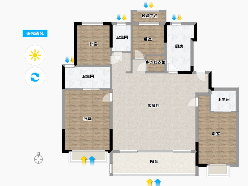 浙江省-宁波市-金辉·辉逸云庭-143.00-户型库-采光通风