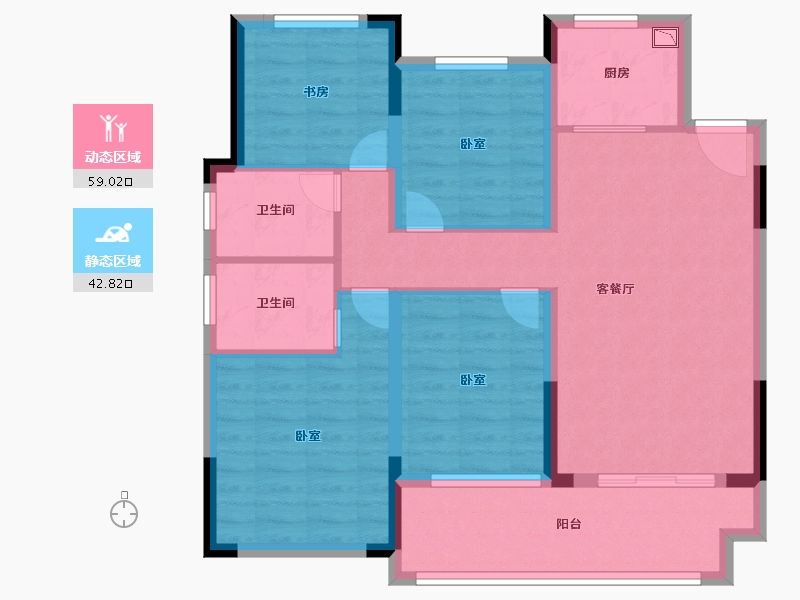 浙江省-宁波市-弘润中鑫广场-91.00-户型库-动静分区