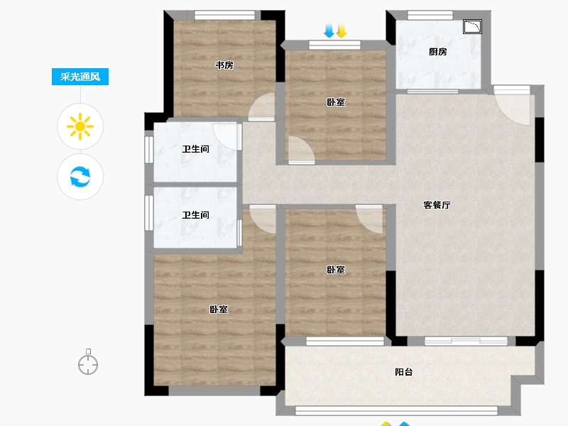 浙江省-宁波市-弘润中鑫广场-91.00-户型库-采光通风