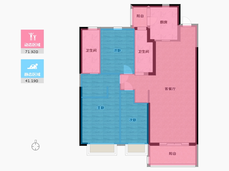 江苏省-淮安市-恒大名都-101.70-户型库-动静分区