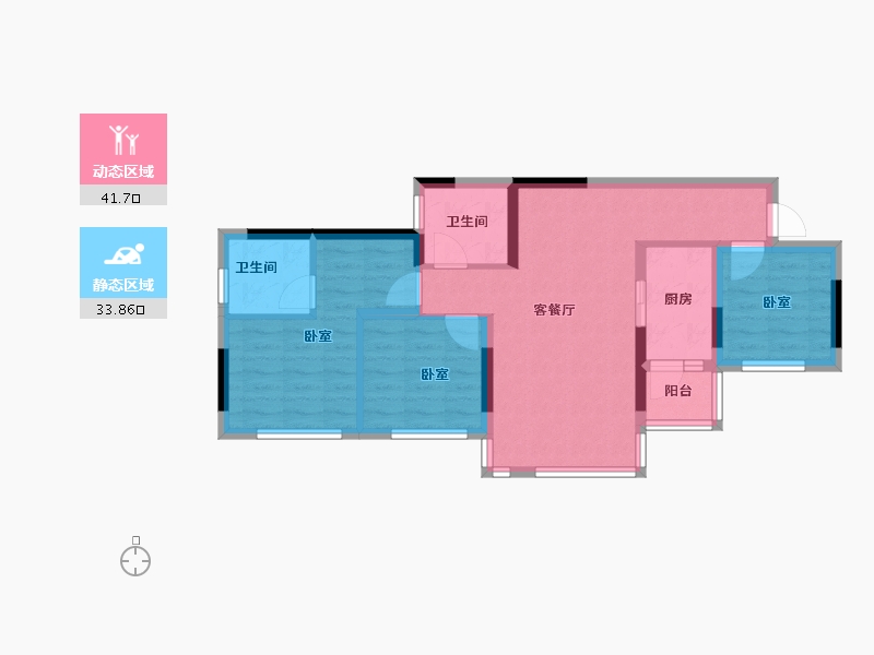 四川省-南充市-阳光江山公园城-66.36-户型库-动静分区