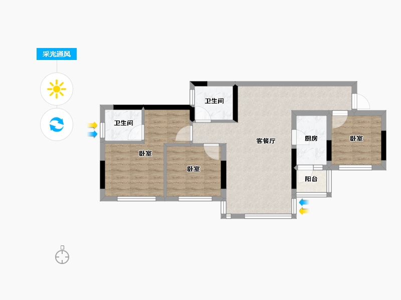 四川省-南充市-阳光江山公园城-66.30-户型库-采光通风