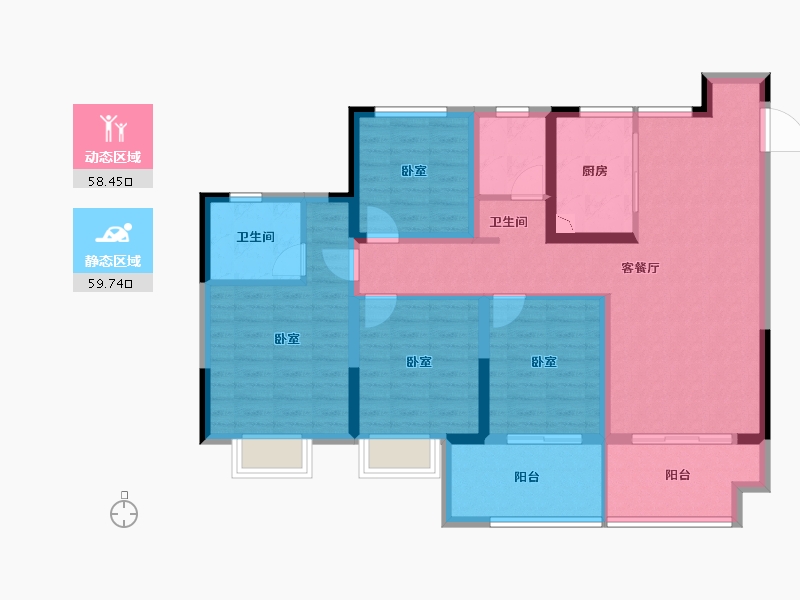 安徽省-淮南市-中铁南山名邸-105.01-户型库-动静分区