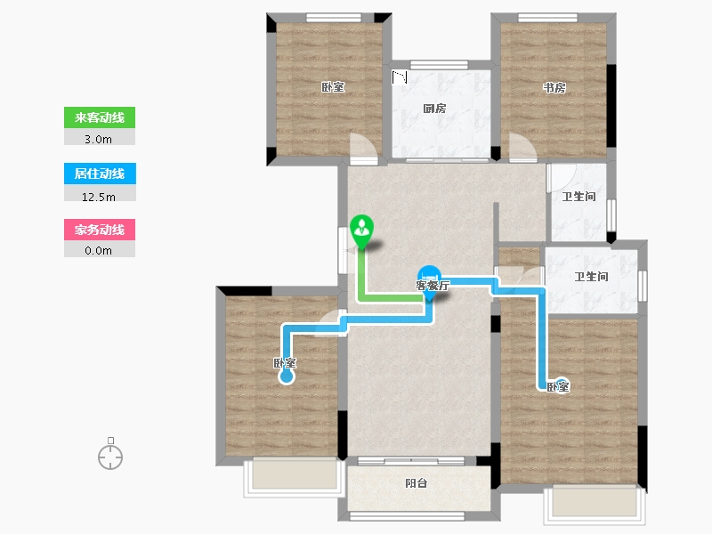 浙江省-湖州市-天际玖墅-103.00-户型库-动静线