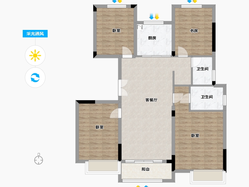 浙江省-湖州市-天际玖墅-103.00-户型库-采光通风