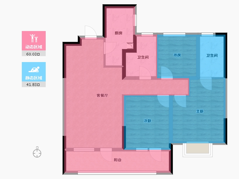 青海省-西宁市-中房·东方云舒-90.00-户型库-动静分区