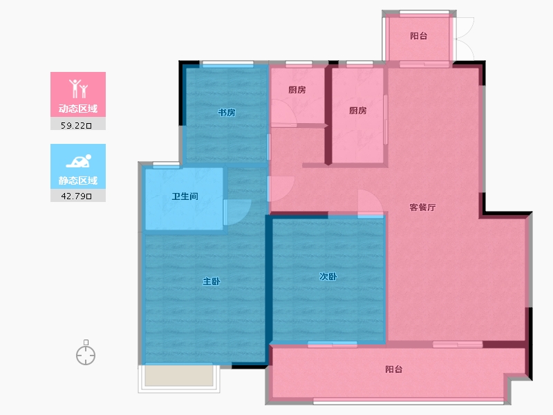 江苏省-淮安市-红豆国际城-92.80-户型库-动静分区