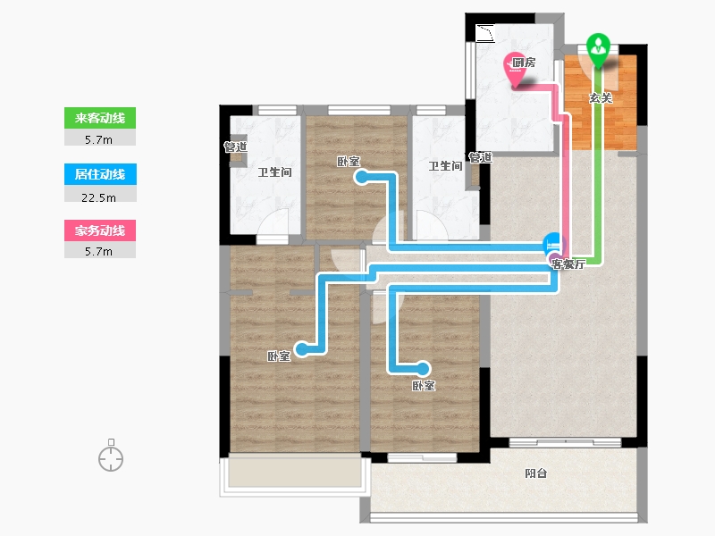 江苏省-苏州市-富力·天禧院-95.81-户型库-动静线