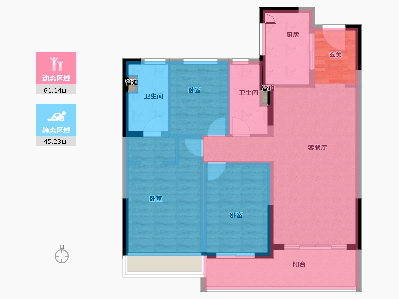 江苏省-苏州市-富力·天禧院-95.81-户型库-动静分区