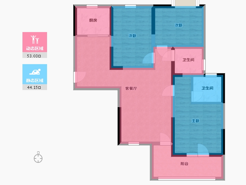 湖北省-武汉市-百瑞景中央生活区-85.61-户型库-动静分区