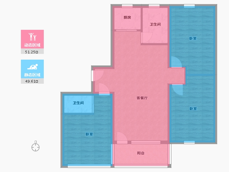 辽宁省-丹东市-金枫裕墅-90.44-户型库-动静分区