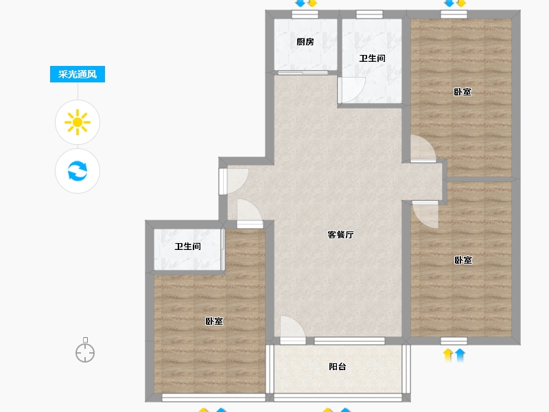 辽宁省-丹东市-金枫裕墅-90.44-户型库-采光通风