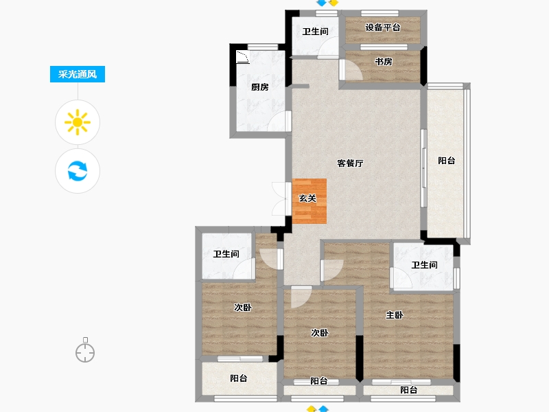 浙江省-台州市-杨帆·龙禧二期-110.00-户型库-采光通风