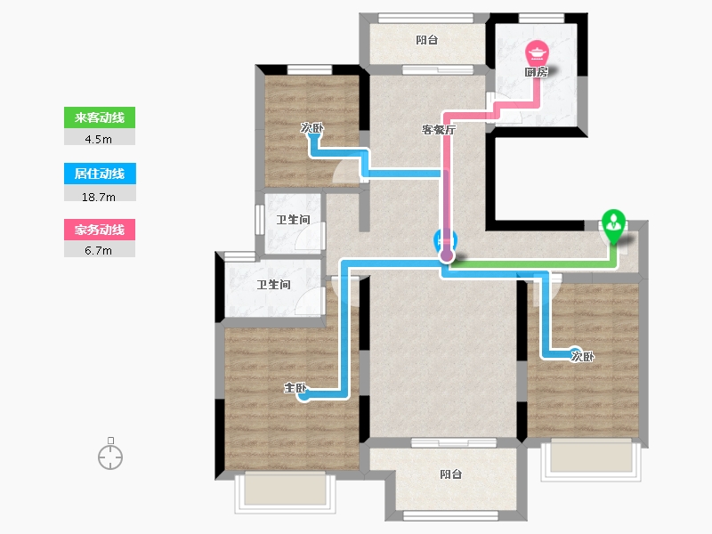 江苏省-扬州市-扬州美的城-87.29-户型库-动静线