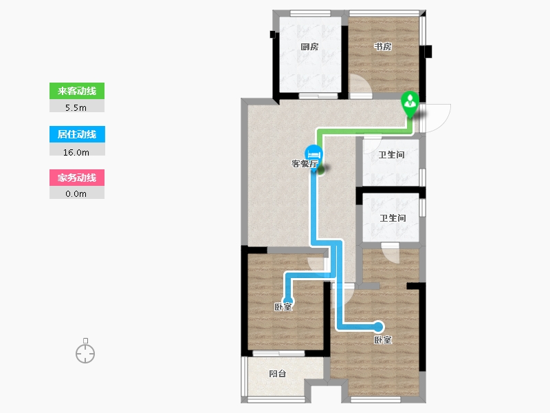 浙江省-杭州市-华元北城芳满庭-86.00-户型库-动静线