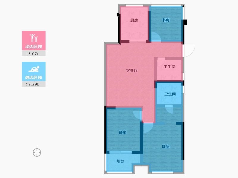 浙江省-杭州市-华元北城芳满庭-86.00-户型库-动静分区