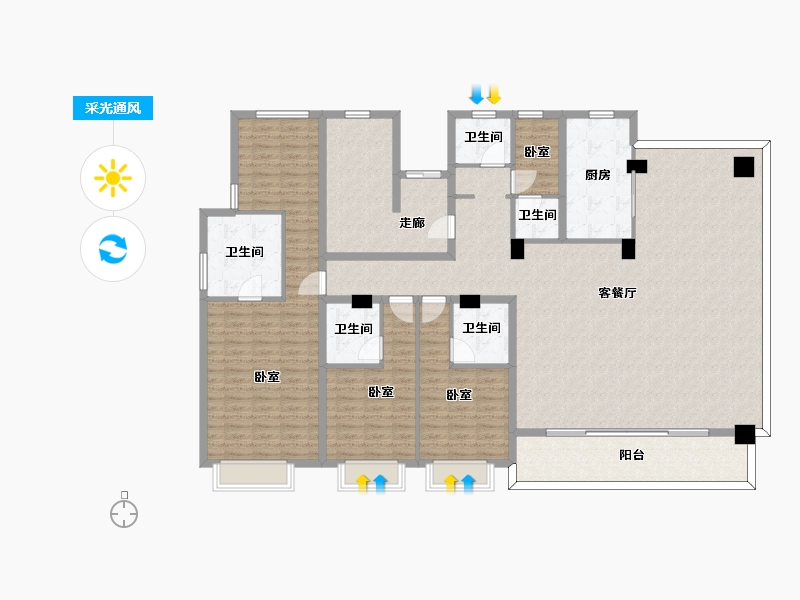 浙江省-宁波市-雅戈尔海晏府-204.00-户型库-采光通风