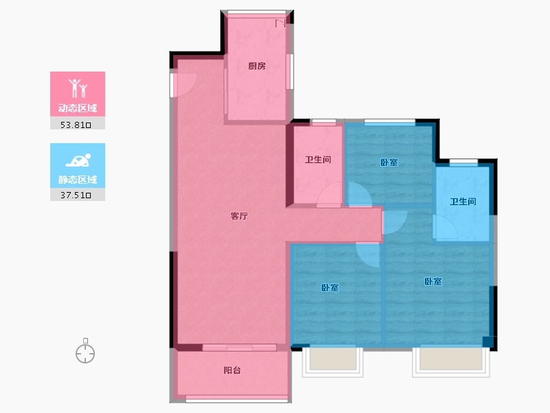 江苏省-盐城市-金辉优步花苑-82.24-户型库-动静分区