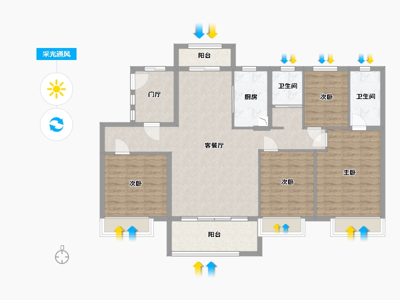 河北省-保定市-碧桂园清苑新城-116.20-户型库-采光通风