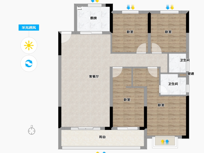 浙江省-宁波市-弘润中鑫广场-114.00-户型库-采光通风