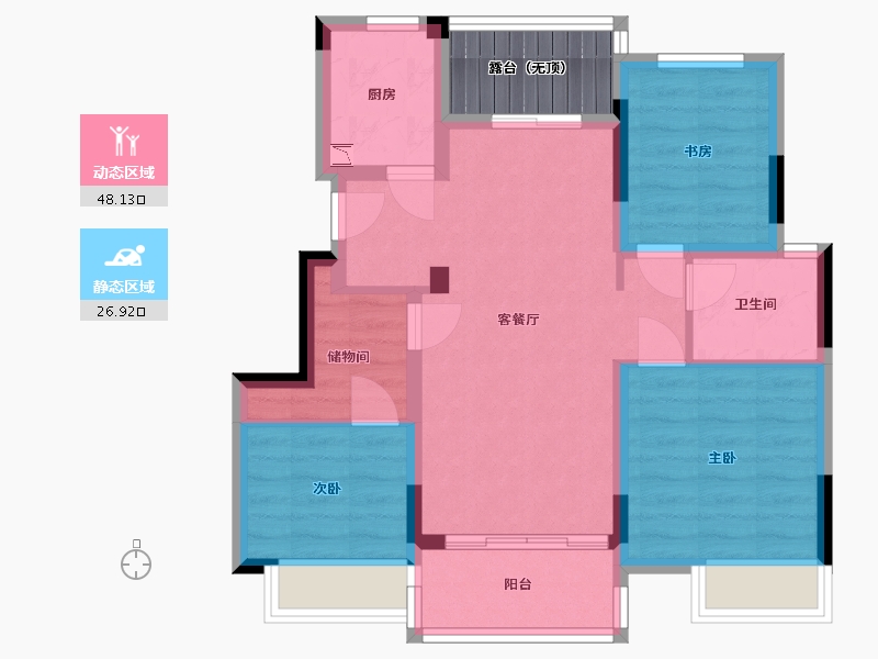 浙江省-嘉兴市-兴学花苑-70.11-户型库-动静分区