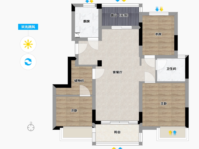 浙江省-嘉兴市-兴学花苑-70.11-户型库-采光通风