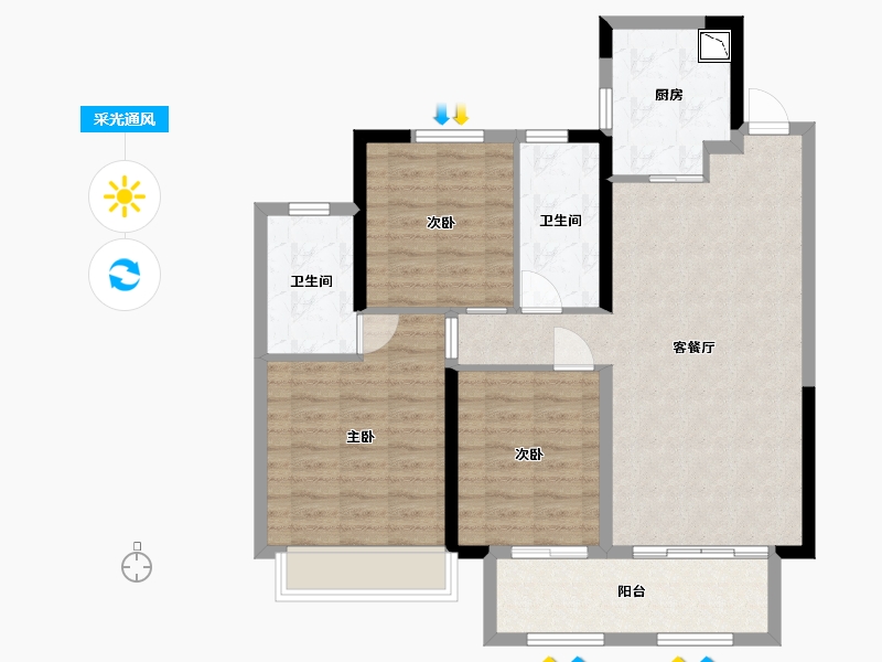 江苏省-淮安市-新城·悦隽风华-91.99-户型库-采光通风