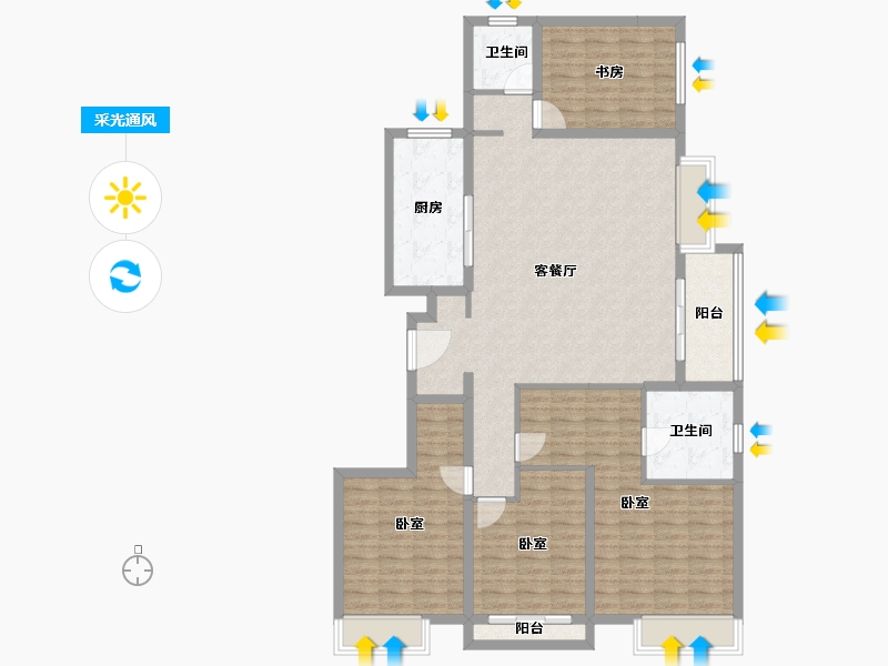 浙江省-湖州市-富力城·御西湖-132.67-户型库-采光通风