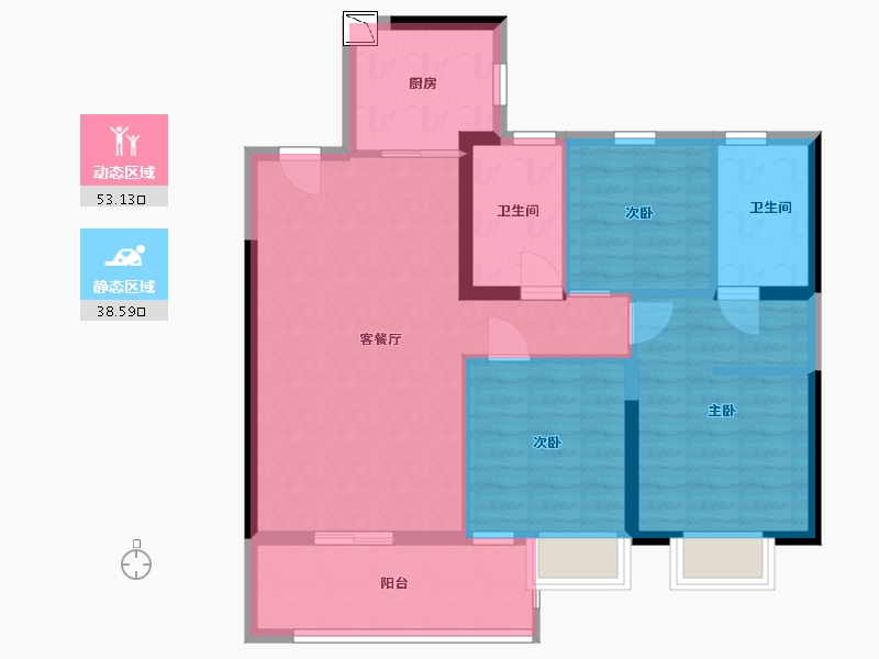 江苏省-南通市-湖光映月-82.00-户型库-动静分区