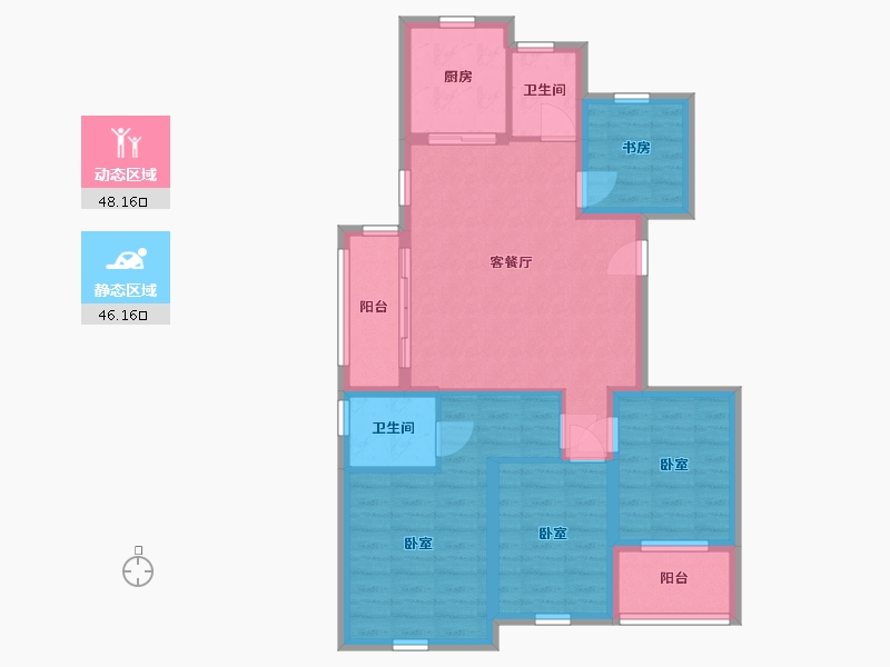 浙江省-嘉兴市-龙湖春江天玺-83.96-户型库-动静分区