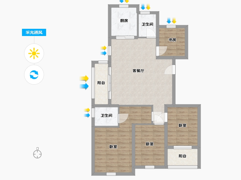 浙江省-嘉兴市-龙湖春江天玺-83.96-户型库-采光通风