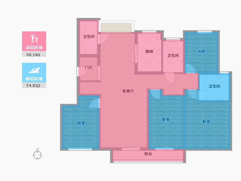 浙江省-宁波市-桂语里-108.90-户型库-动静分区