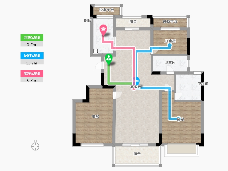 浙江省-宁波市-龙湖坤和·天境-87.88-户型库-动静线